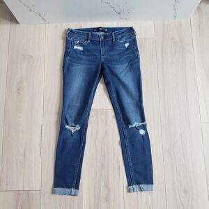 Hollister Jeans Womens 24 Low Rise Cuffed Dark Wash Crop Denim